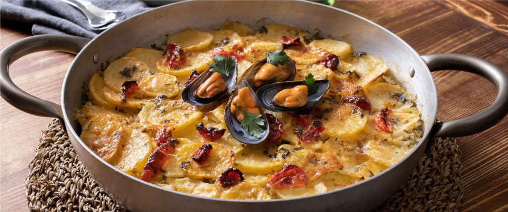 Tiella Barese mejillones con arroz (Apulia)Italia