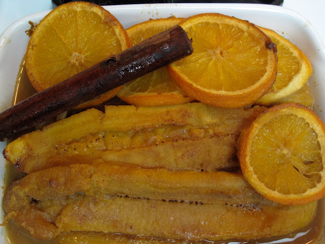Plátanos al zumo de naranja.&nbsp;Haití