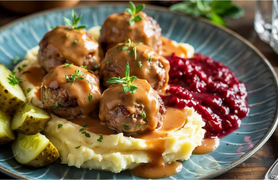 Köttbullar — Albóndigas.&nbsp;Suecia